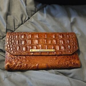 BRAHMIN BROWN CROCODILE EMBOSSED WALLET